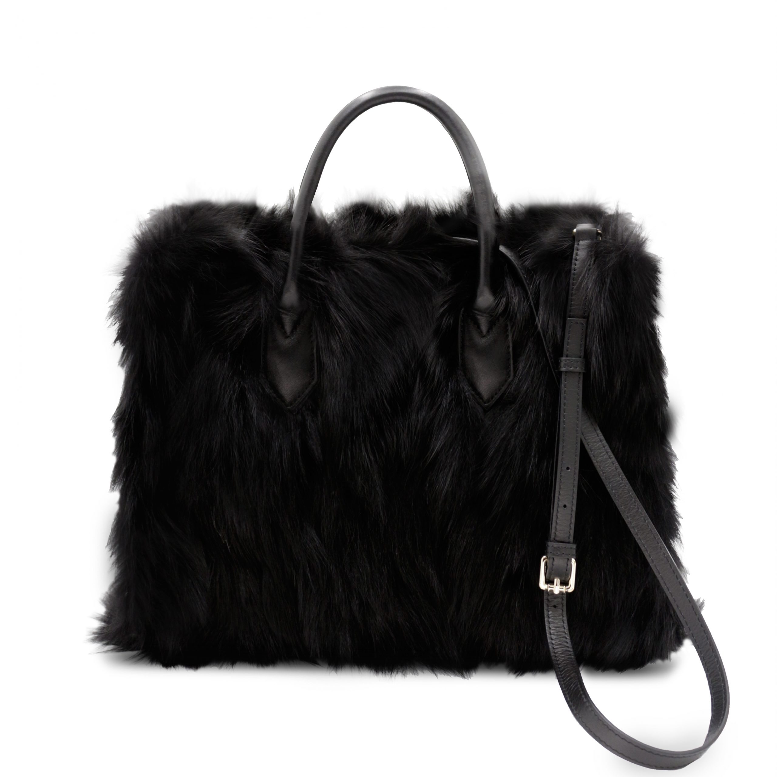 Made in Italy Fur Bags | Computer Womens Bag | Diva Nera Fox Fur | Selenanei