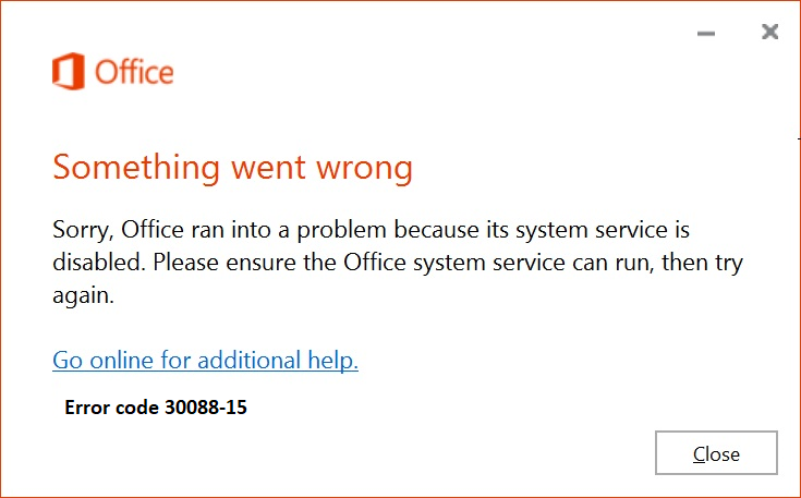 Error code 30088-15