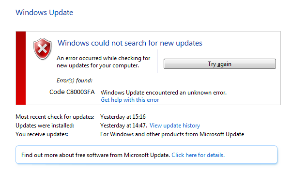 Windows Update Error Code C80003fa – Step-by-Step Guide