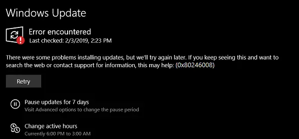 Solutions to fix Windows Update Error code 0x80246008